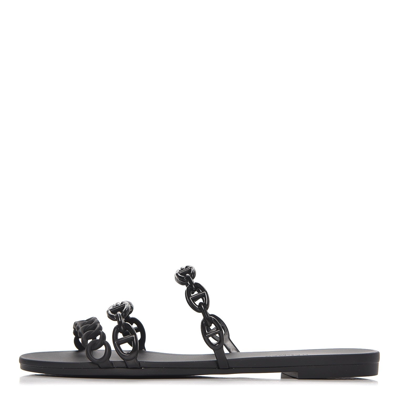 Hermes Rubber Chaine d'Ancre Rivage Sandals 37 Black 1 of 8