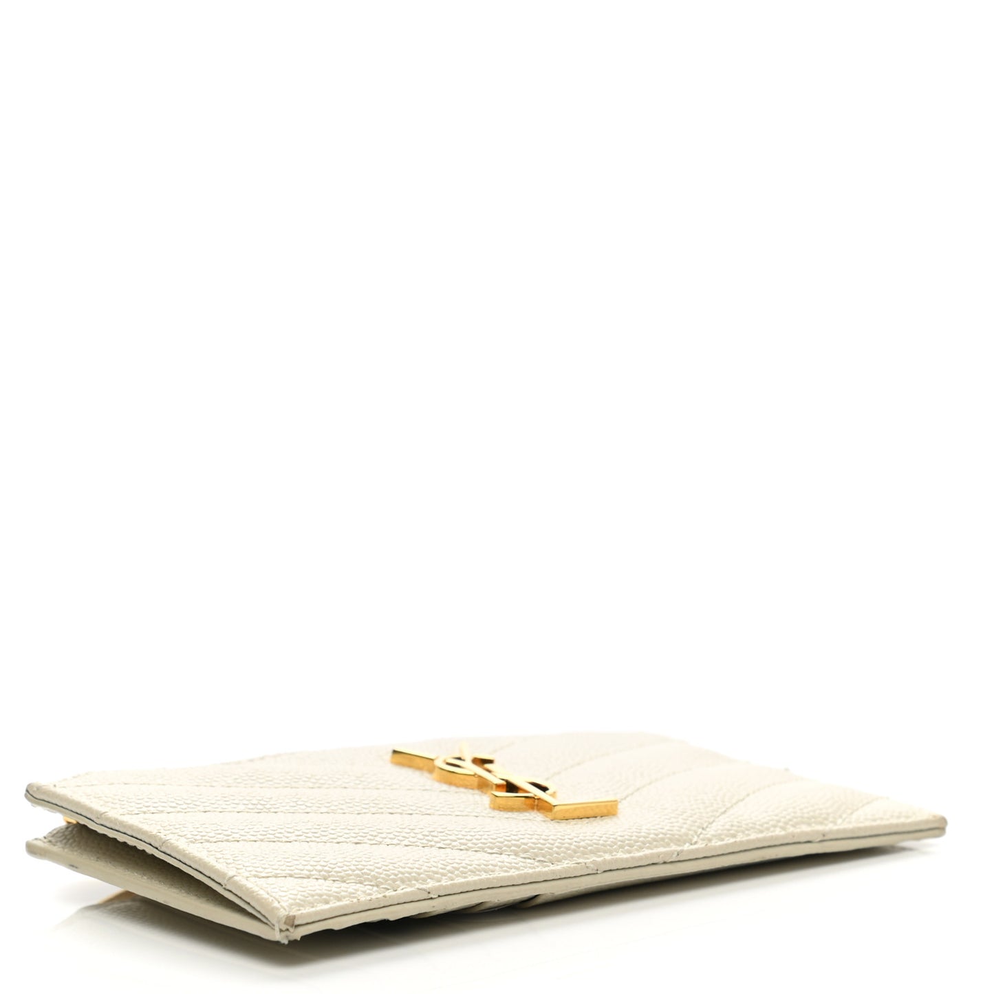 Grain De Poudre Matelasse Chevron Monogram Fragments Zippered Card Case Blanc Vintage