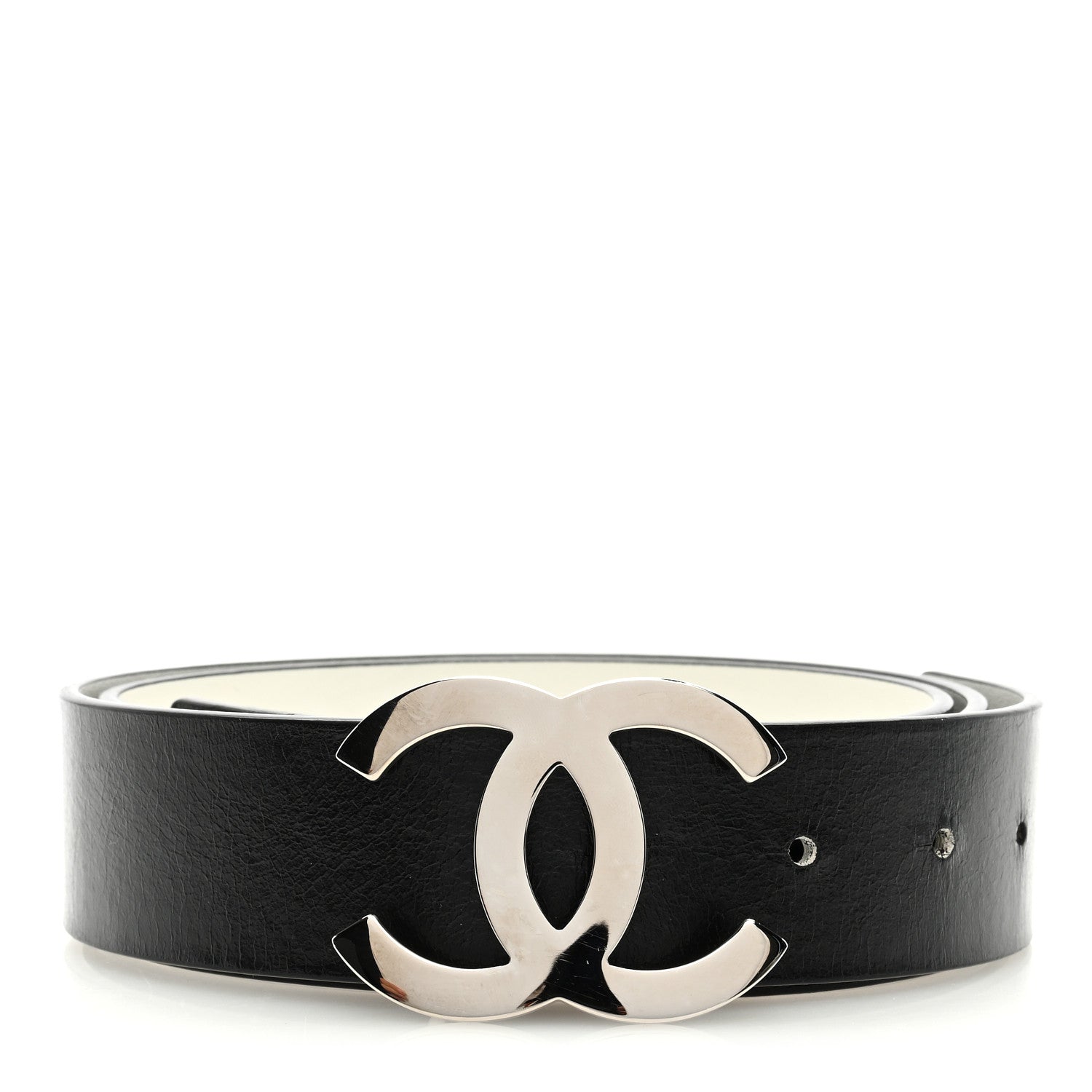 Chanel Calfskin Reversible CC Logo Belt 90 36 White Black 1 of 6