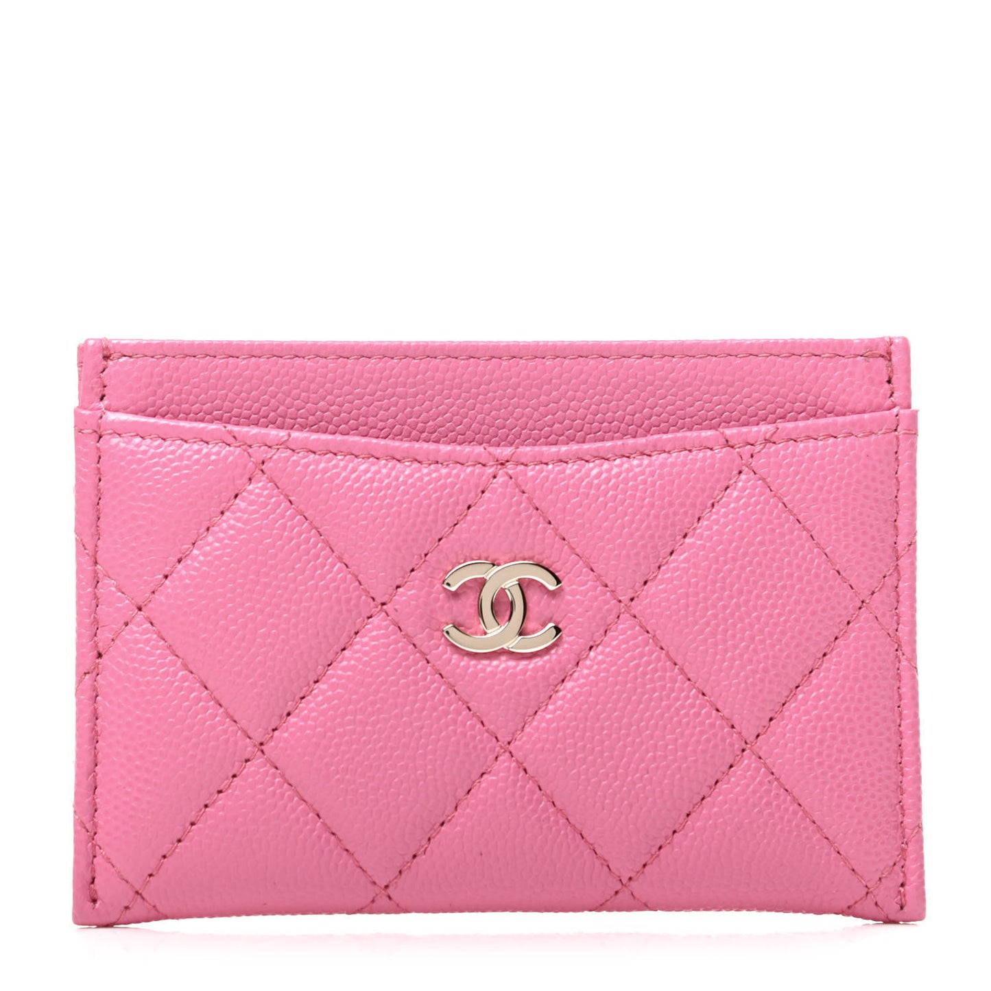 Caviar Quilted Card Holder Pink