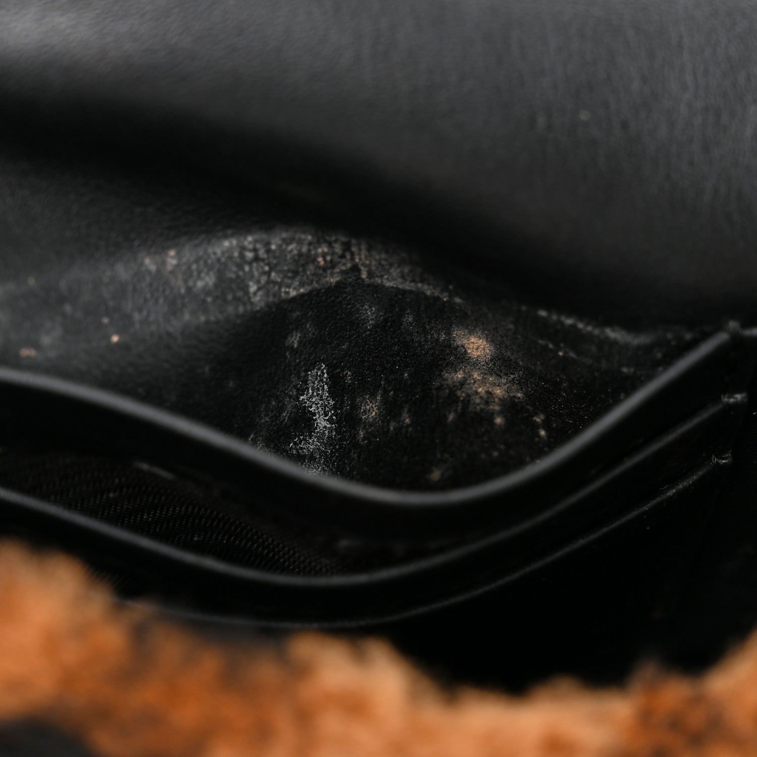 Fendi Shearling Vitello Dolce Macro FF 1974 Mini Baguette Tobacco Black 12 of 12
