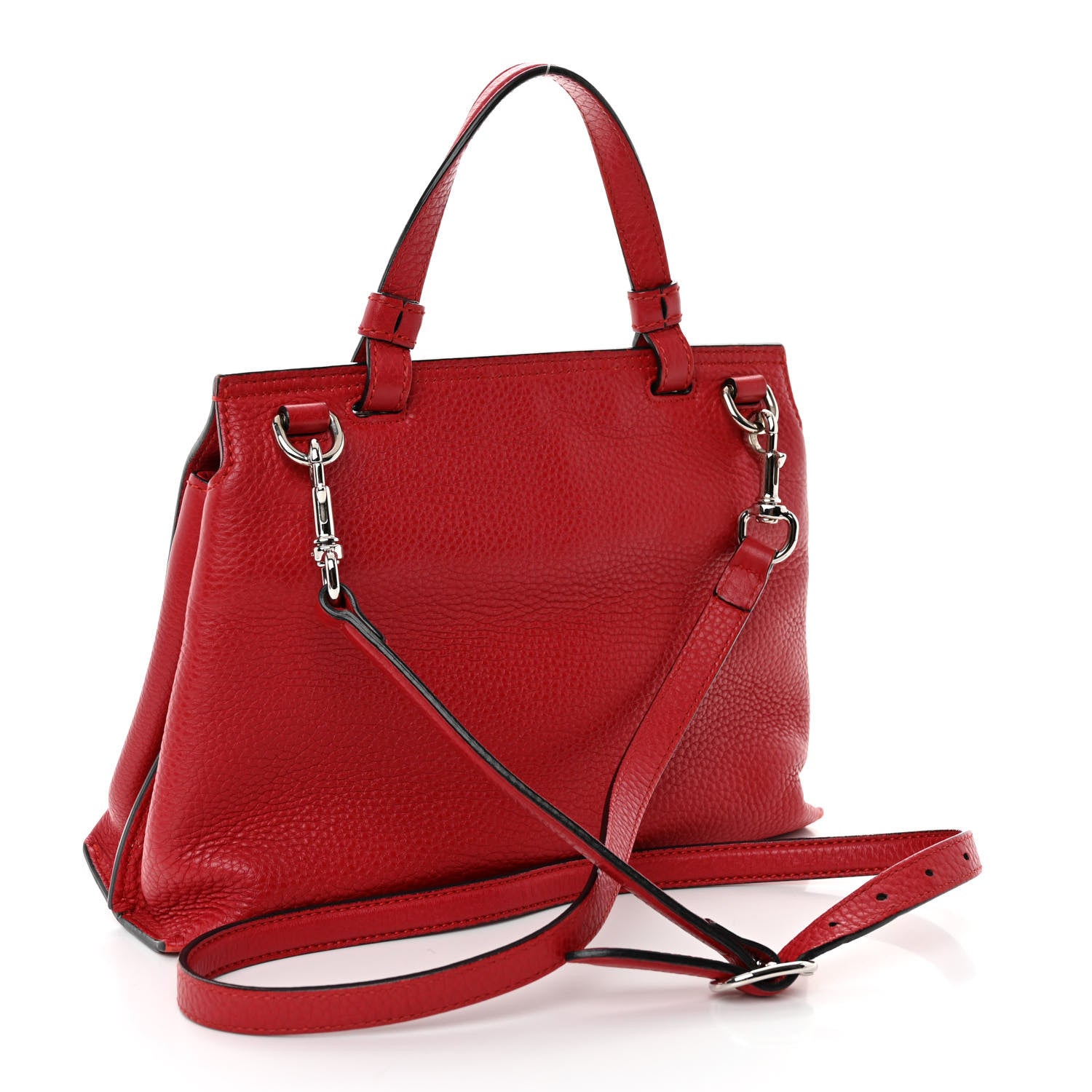 Gucci Cellarius Calfskin Small Bamboo Daily Top Handle Bag Hibiscus Red 3 of 10