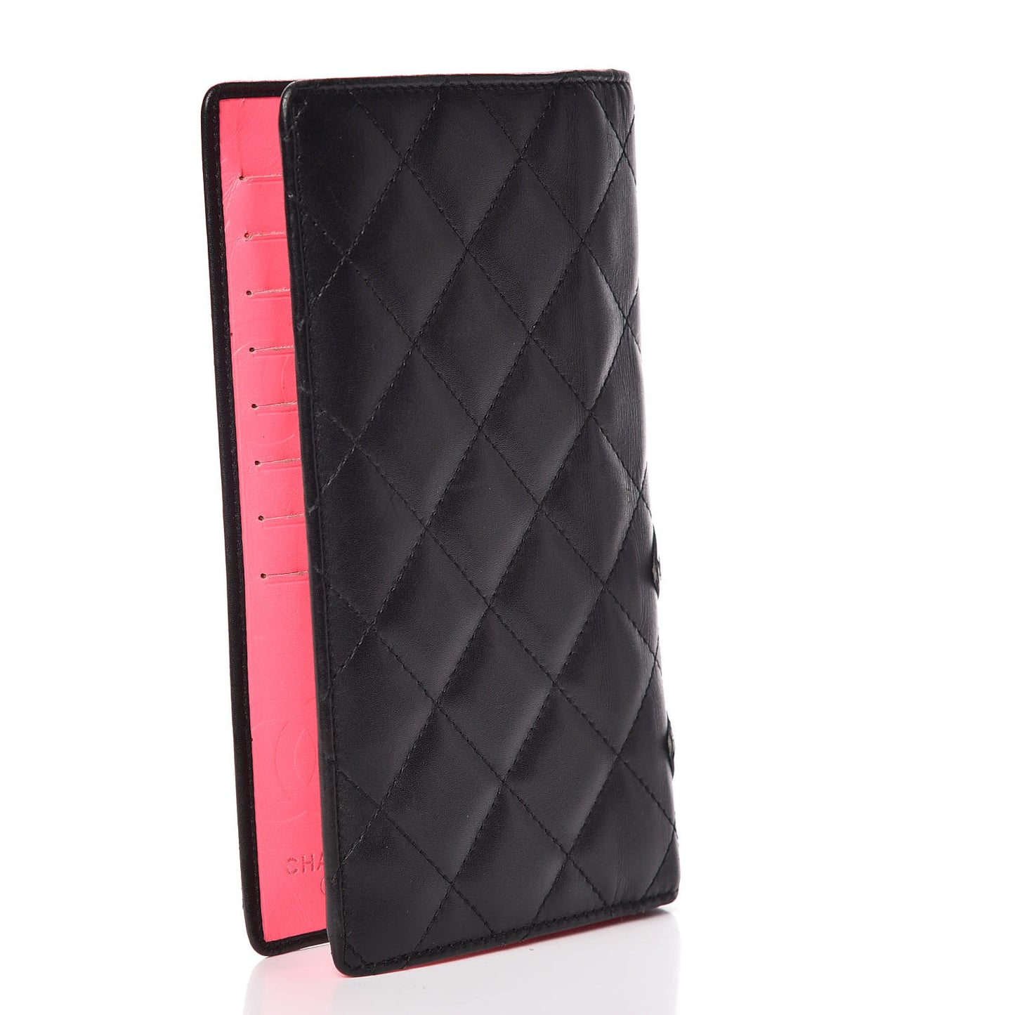 Calfskin Quilted Cambon Yen Wallet Black