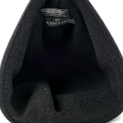 Chanel Cashmere CC Beanie Hat Black Gold 4 of 5