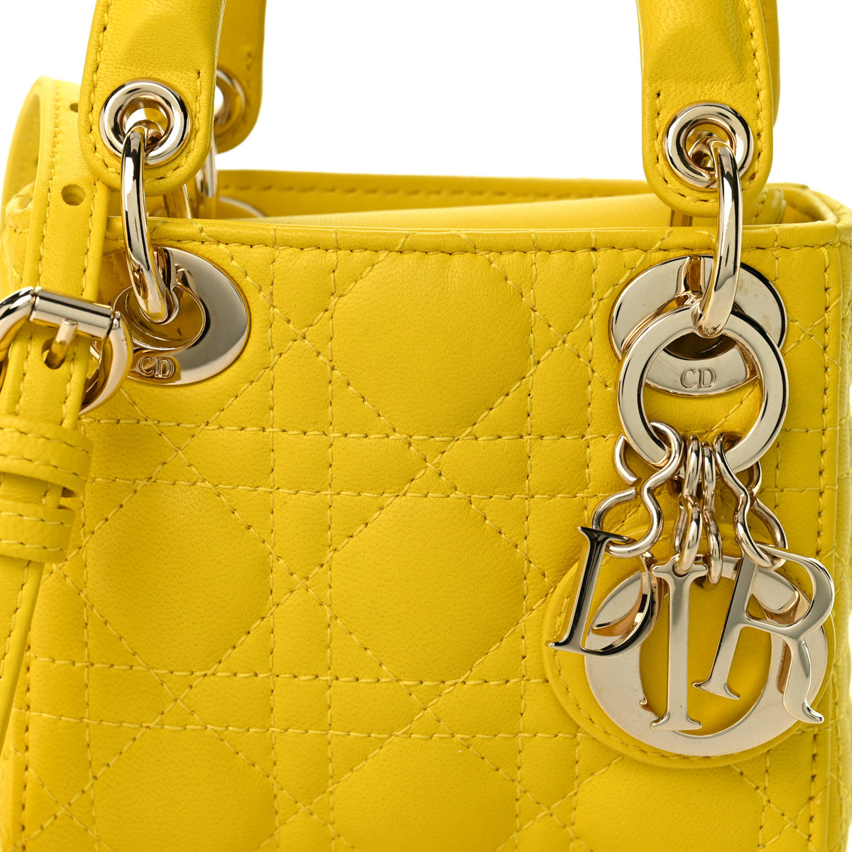 Lambskin Cannage Micro Lady Dior Yellow