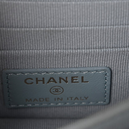 Chanel Lambskin Enamel Quilted Pending CC Clutch With Chain Light Blue 5 of 8