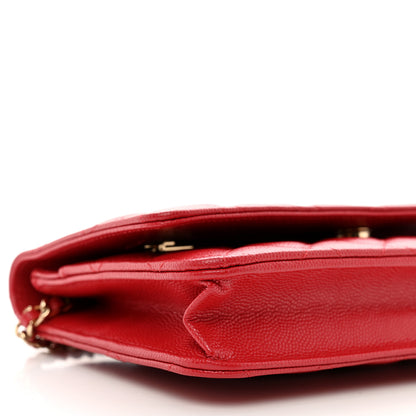 Chanel Caviar Quilted Wallet on Chain WOC Red 10 of 11