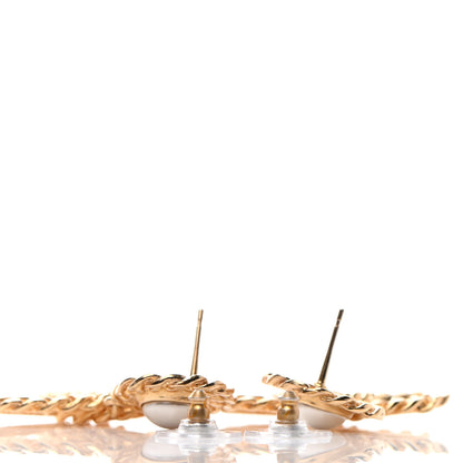 Chanel Metal Pearl CC Chain Drop Earrings Gold 3 of 4