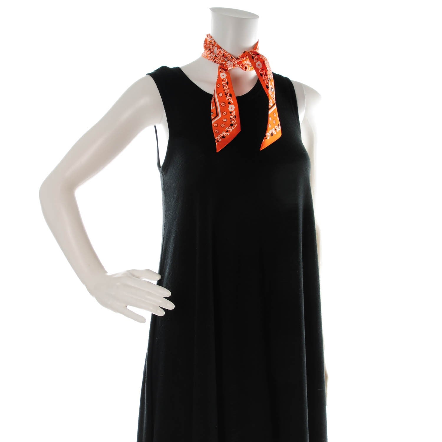 Hermes Silk Peuple Du Vent Bandana Twilly Orange Noir Blanc 2 of 6