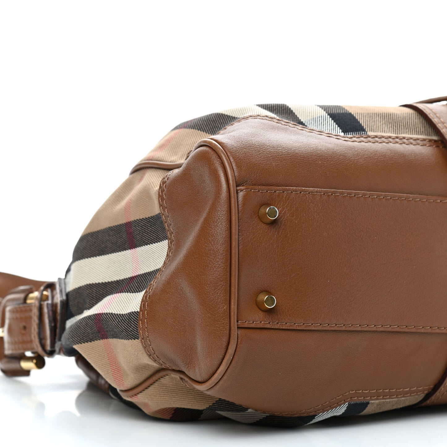 Calfskin Check Drawstring Shoulder Bag Brown