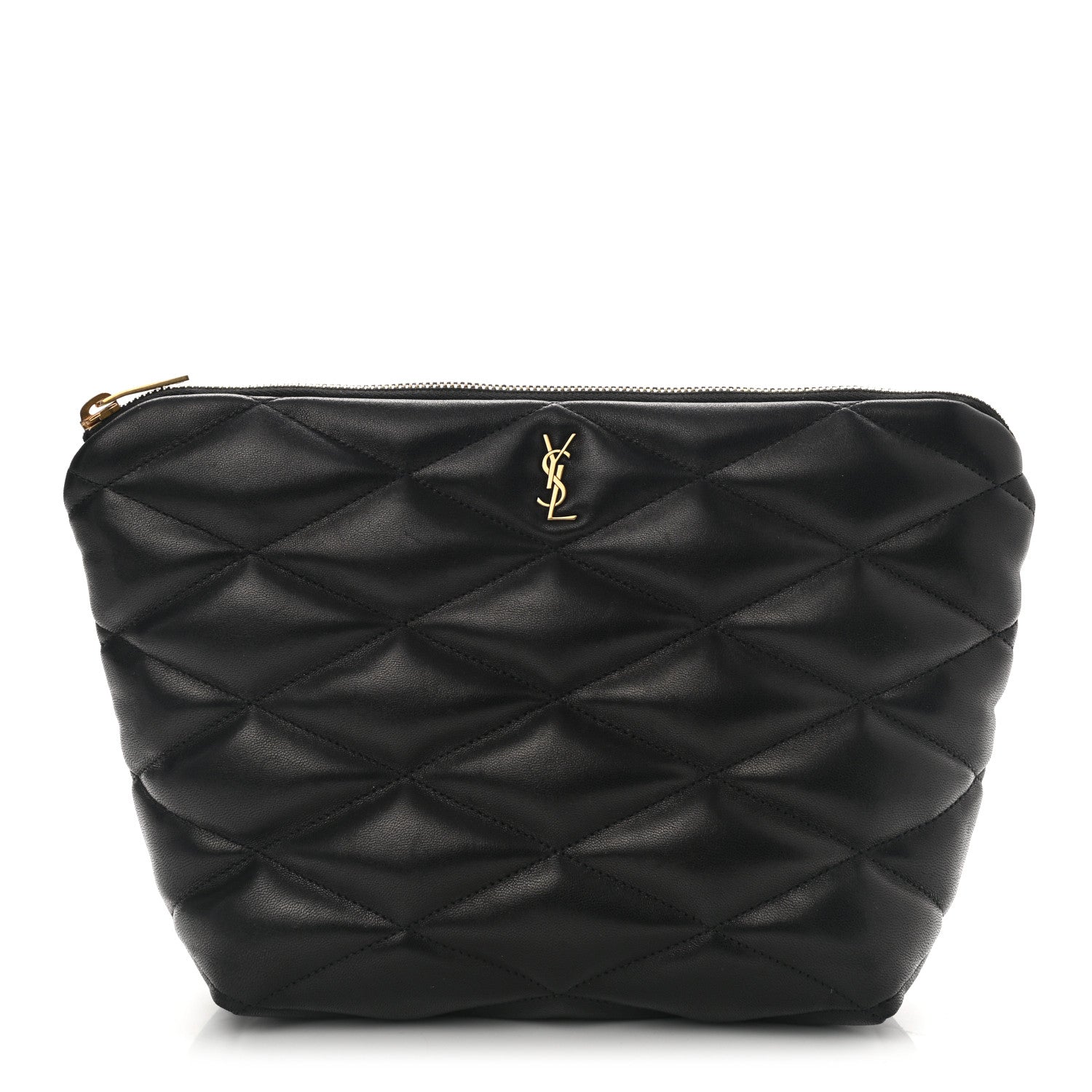 Saint Laurent Lambskin Monogram Medium Sade Puffer Pouch Black 1 of 7