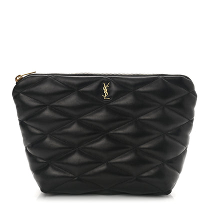 Saint Laurent Lambskin Monogram Medium Sade Puffer Pouch Black 1 of 7