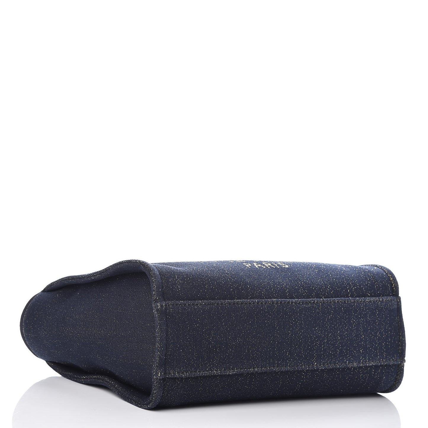 Lurex Canvas Small Deauville Tote Navy Blue Gold