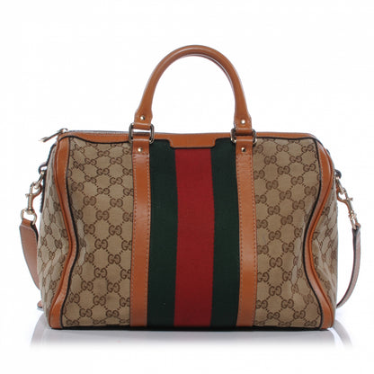 Gucci Monogram Vintage Web Medium Boston Tan 1 of 8