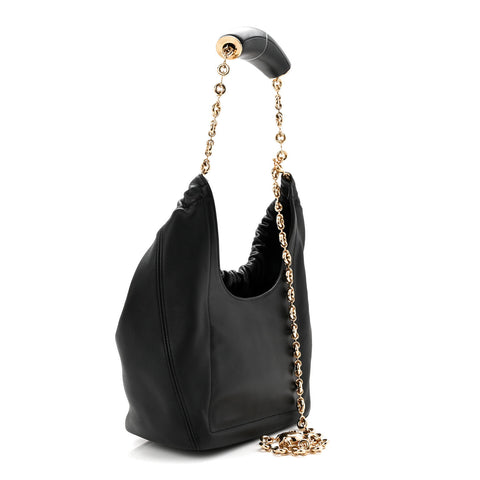 Buttery Nappa Lambskin Small Squeeze Bag Black