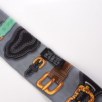 Hermes Silk Harnais Des Presidents Twilly Gris Orange Vert 3 of 4