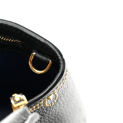 Louis Vuitton Taurillon Flower Capucines PM Black Blue 12 of 16
