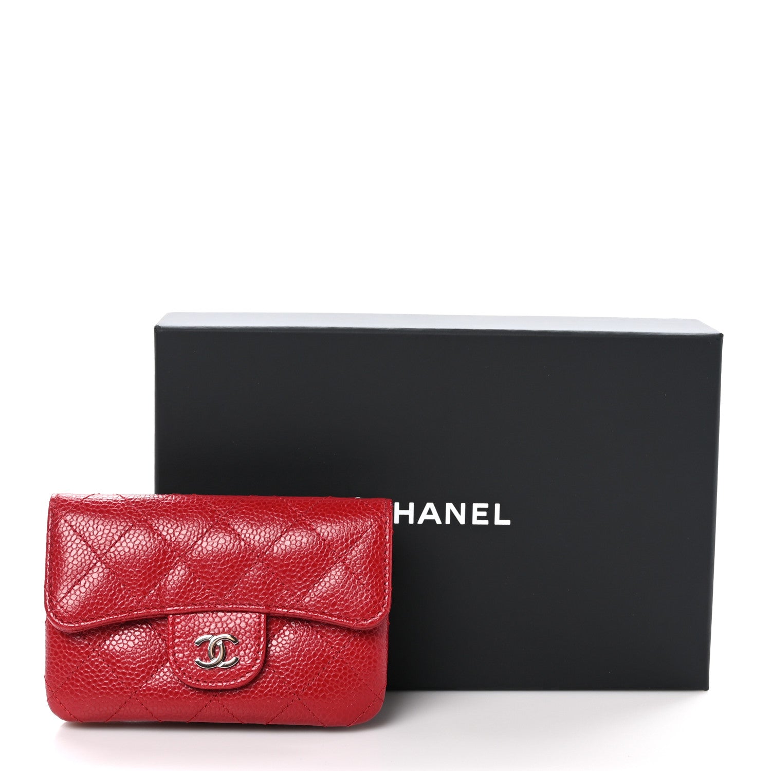 Chanel Caviar Quilted Coin Purse Red 10 of 10