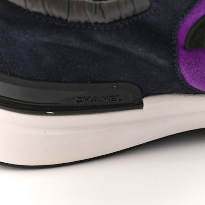 Chanel Suede Calfskin CC Sneakers 40 Purple Navy Black 6 of 12