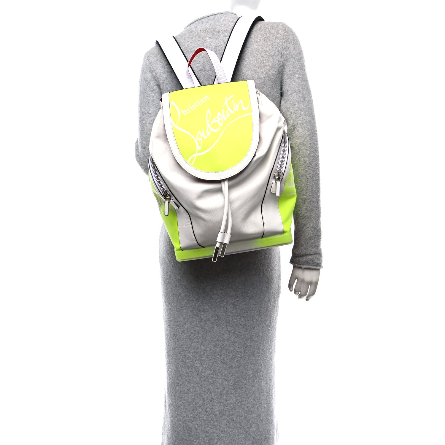 Christian Louboutin Calfskin Explorafunk Backpack Bianco Fluo Yellow 2 of 9