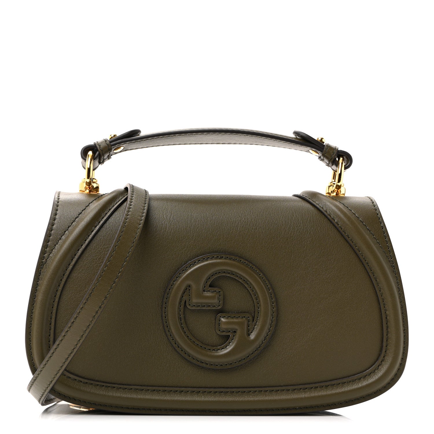 Gucci Roxy Calfskin Medium Blondie Top Handle Bag Forest Green 2 of 28