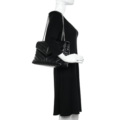 Saint Laurent Calfskin Y Quilted Monogram Medium Loulou Chain Satchel Black 2 of 12