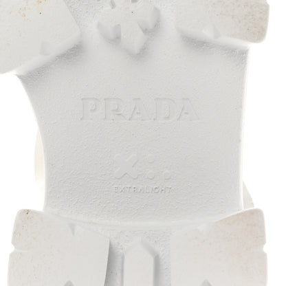 Prada Foam Rubber Metal Triangle Logo Monolith 55mm Cage Sandals 38 White 8 of 9