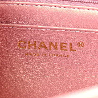 Chanel Iridescent Lambskin Quilted Mini Top Handle Rectangular Flap Pink 6 of 13