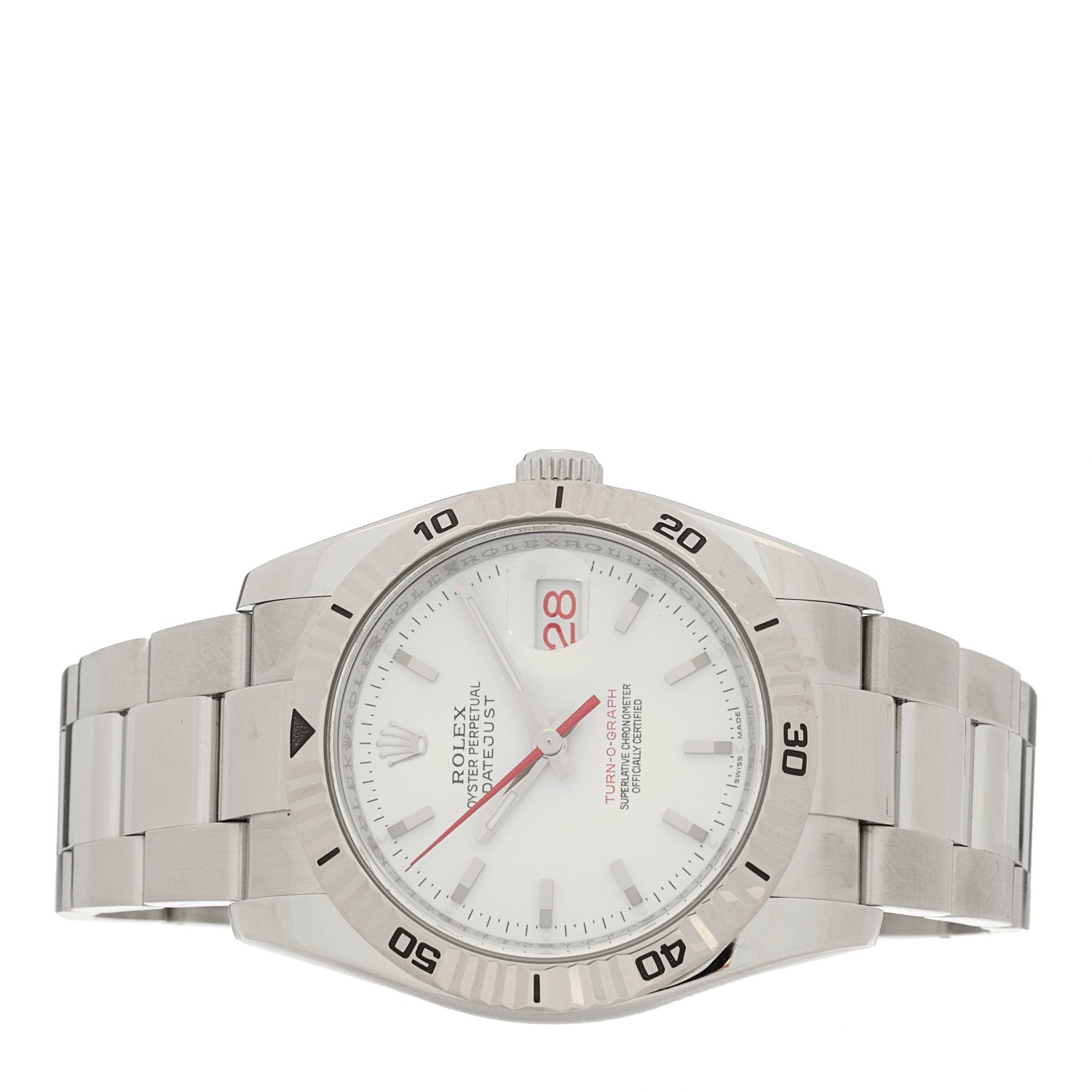Rolex Stainless Steel 18K White Gold 36mm Oyster Perpetual Datejust Turn-O-Graph Watch White 116264 2 of 4