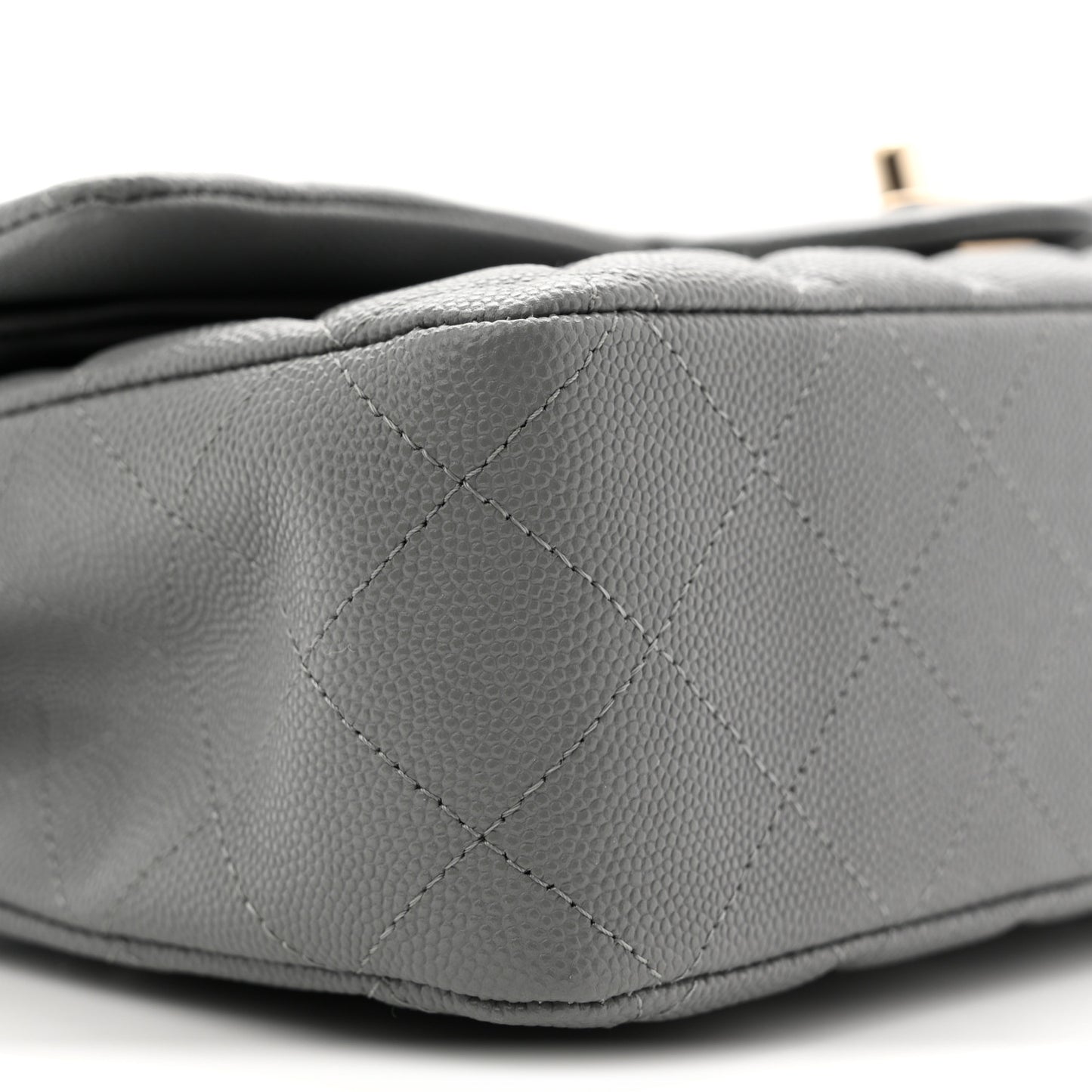 Caviar Quilted Medium Double Flap Grey