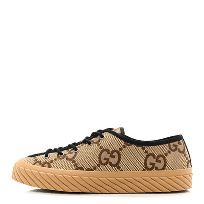 Gucci Monogram Jumbo GG New Lace Papin Mens Tortuga Low Top Sneakers 8.5 Camel Ebony Black 1 of 9