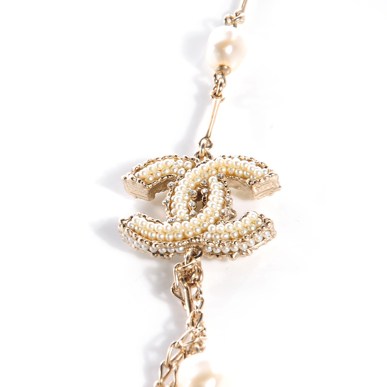 Chanel Pearl CC Long Chain Necklace Gold 3 of 7