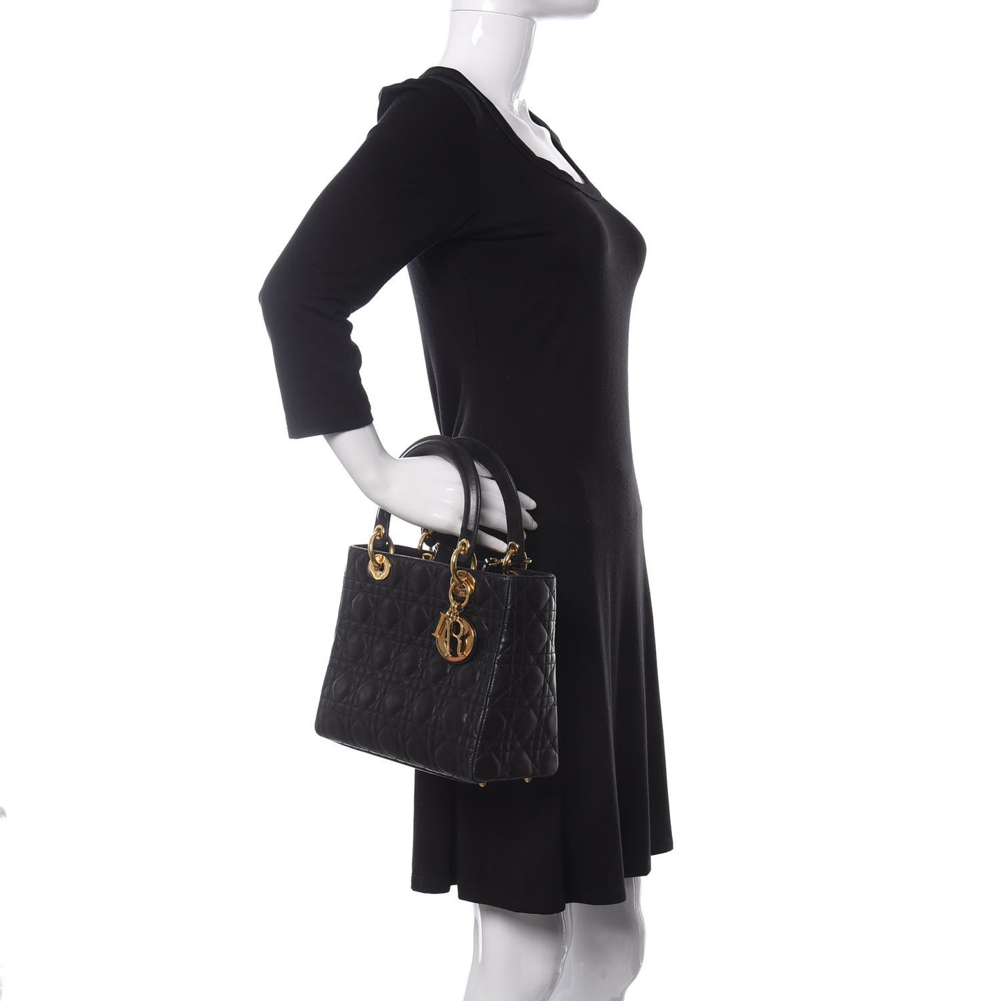 Lambskin Cannage Medium Lady Dior Black
