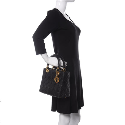 Christian Dior Lambskin Cannage Medium Lady Dior Black 2 of 11