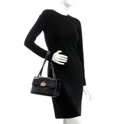 Valentino Garavani Vitello Rockstud Flip Lock Shoulder Flap Bag Black 2 of 15
