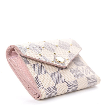 Louis Vuitton Damier Azur Studded Zoe Wallet Rose Ballerine 4 of 6