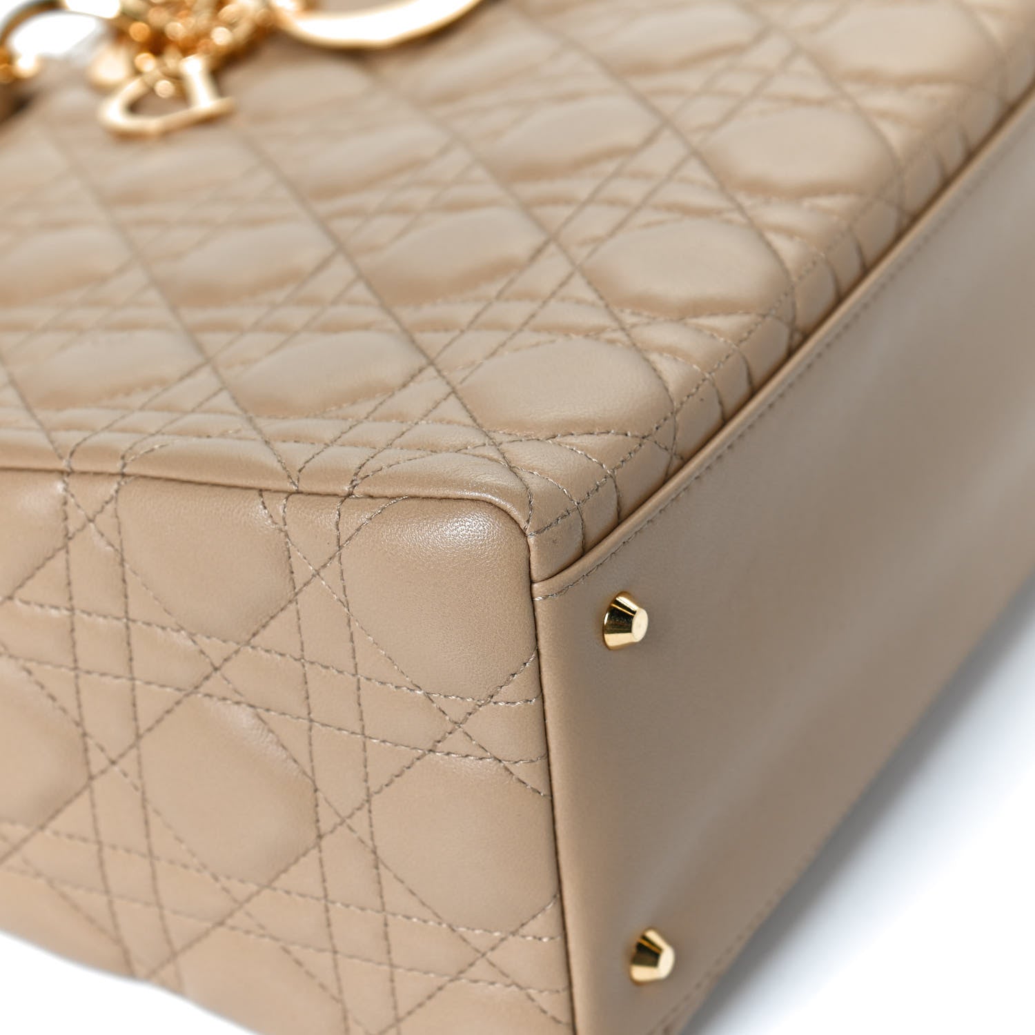 Christian Dior Lambskin Cannage Medium Lady Dior Beige 11 of 12