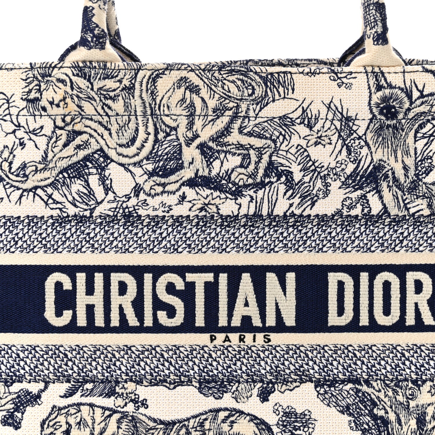 Christian Dior Canvas Embroidered Medium Dioriviera Toile De Jouy Book Tote Blue 8 of 12