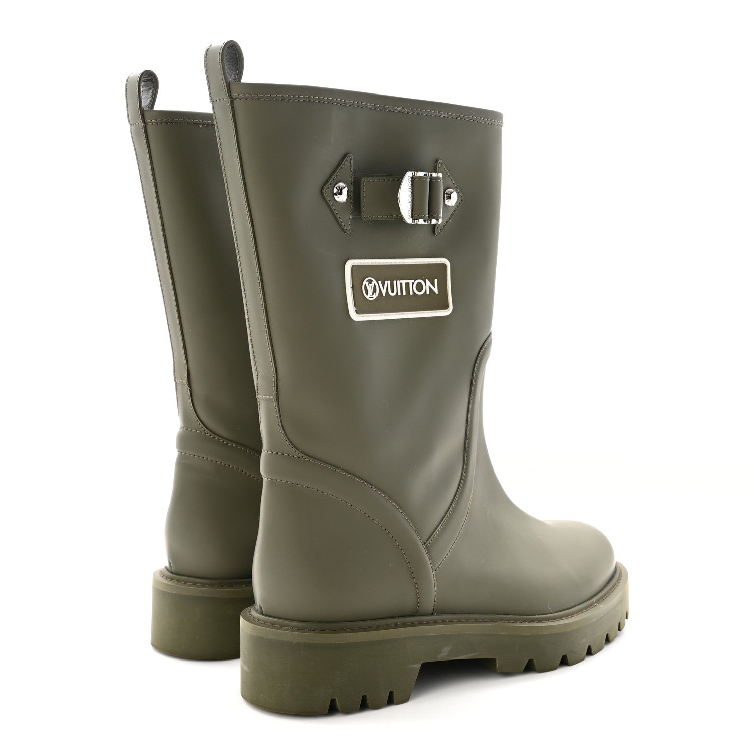 Louis Vuitton Rubber Calfskin Territory Flat Boots 37 Khaki 5 of 9