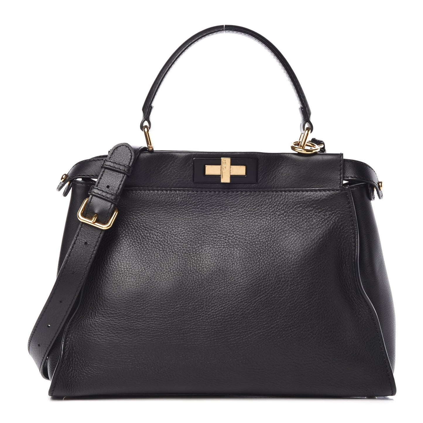 Vitello Seta Shiny Nappa Medium Peekaboo Iconic Satchel Black