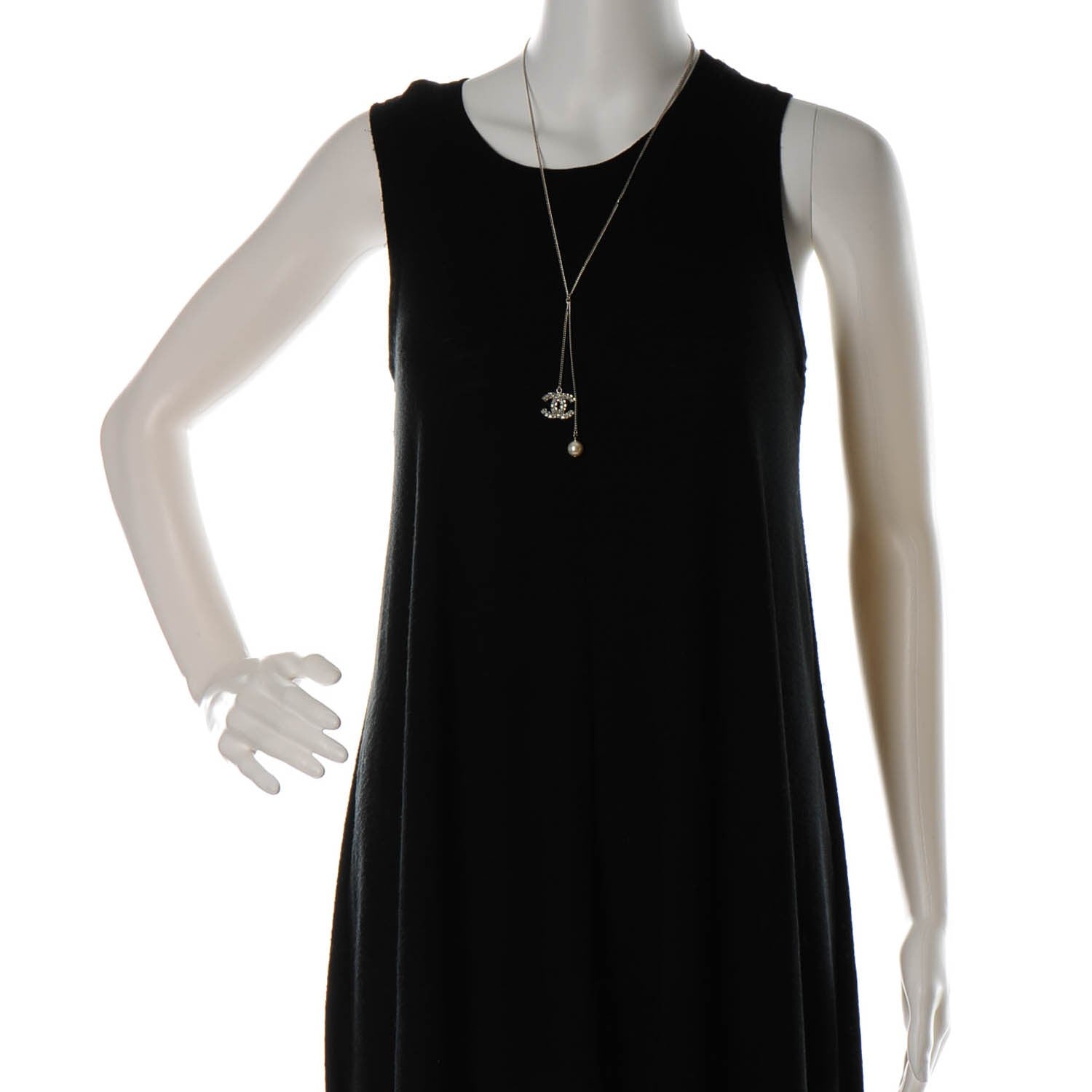 Chanel Baguette Crystal Pearl CC Lariat Necklace Silver 2 of 5