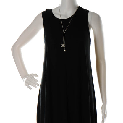 Chanel Baguette Crystal Pearl CC Lariat Necklace Silver 2 of 5