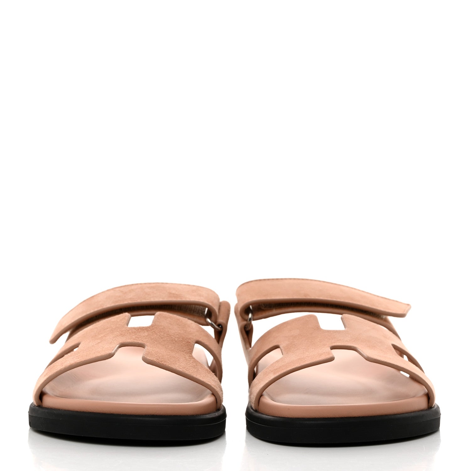 Hermes Suede Goatskin Womens Chypre Sandals 37.5 Nude 2 of 9