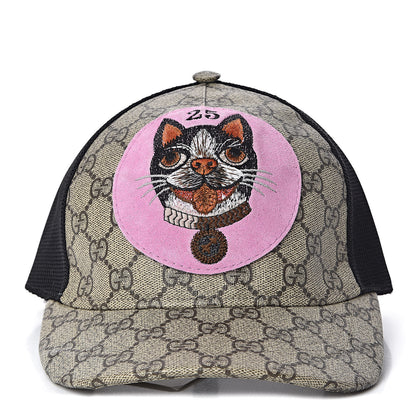 Gucci GG Supreme Monogram Bosco Patch Baseball Hat 55 Beige Malva 3 of 7