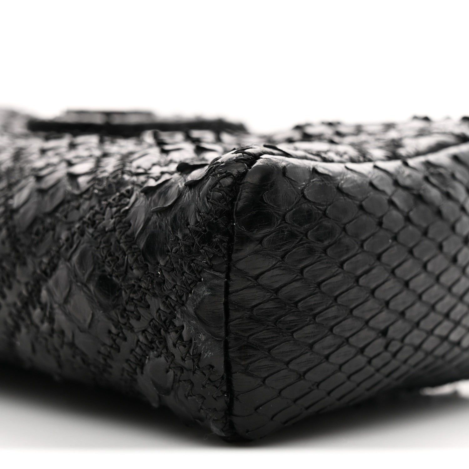 Chanel Snakeskin Quilted Phone Holder Clutch Black 10 of 13