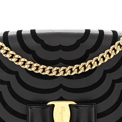 Salvatore Ferragamo Calfskin Suede Vara Bow Chain Flap Crossbody Black 8 of 15
