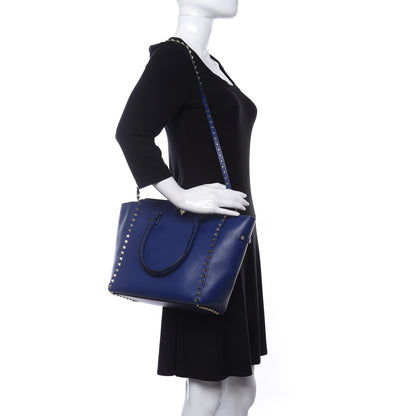 Valentino Garavani Vitello Rockstud Double Handle Tote Blu Delft 2 of 11