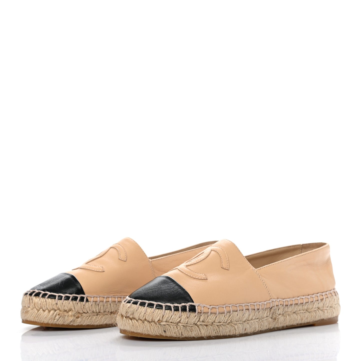 Lambskin CC Espadrilles 36 Beige Black