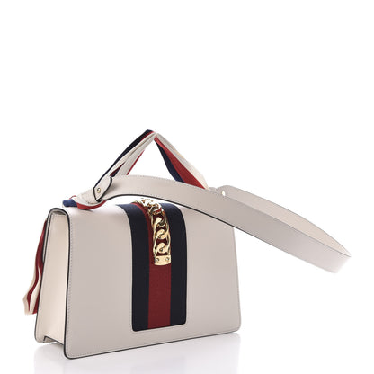 Gucci Calfskin Embroidered Small Sylvie Shoulder Bag White 3 of 13