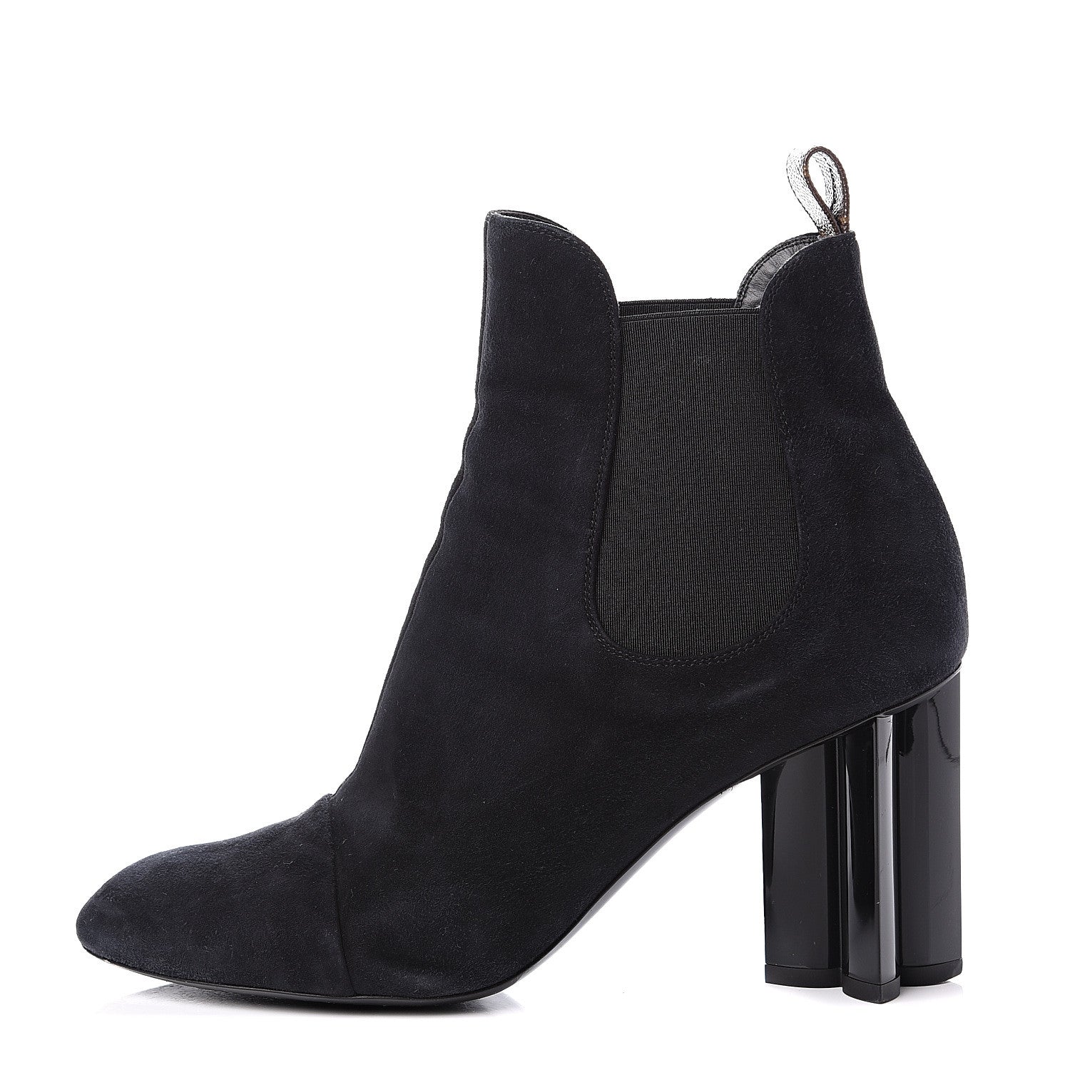 Louis Vuitton Suede Monogram Uniformes Cap Toe Chelsea 80mm Ankle Boots 38.5 Black 1 of 9